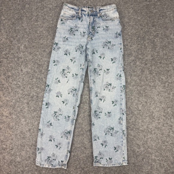 Wild Fable Women's 90s Relaxed Straight Floral Print Jeans Size 4 - Picture 2 of 11